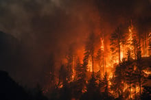 Wildfire Flames Against Dark Sky